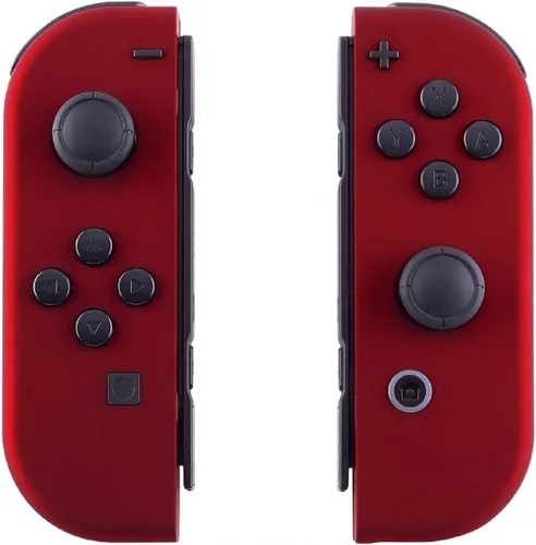 Vista 4 de eXtremeRate Carcasa Joycon de agarre suave al tacto rojo escarlata, con botones de juego completo para Nintendo Switch, placa frontal de repuesto