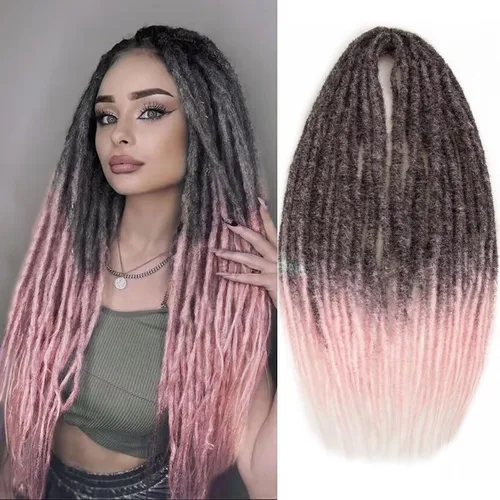 Vista 27 de 20 hebras de 24 pulgadas, extensiones de rastas color burdeos, rastas de cabello de ganchillo para mujer, hechas a mano, suaves, trenzas de cabello