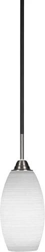 Vista 209 de Toltec Lighting Paramount - Mini colgante de 1 luz en acabado negro mate con cristal de arte perla de 7 pulgadas y estilo negro