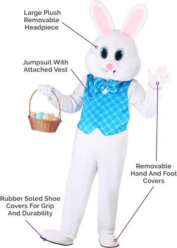 Vista 5 de Adult Sweet Easter Bunny Costume Easter Bunny Mascot Outfit