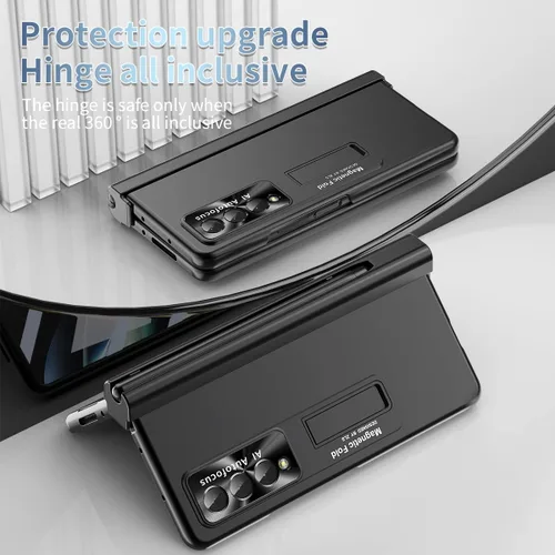 Vista 3 de Funda para Samsung Galaxy Z Fold 4 con soporte para bolígrafo S y bolígrafo, [protección de bisagra] [protector de pantalla integrado]