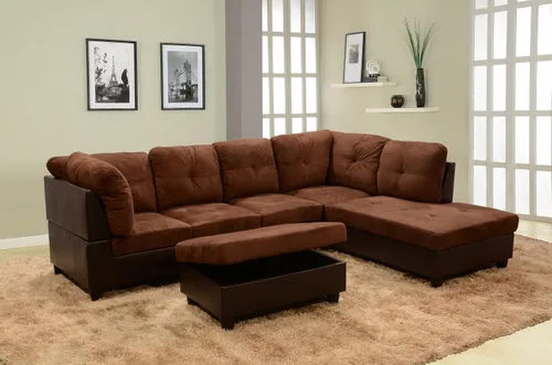 Vista 5 de Beverly Fine Furniture Juego de sofá seccional, marrón chocolate