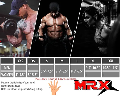 Vista 2 de MRX Guantes de levantamiento de pesas Pro Series Gym Fitness Entrenamiento Culturismo Guantes Tamaños