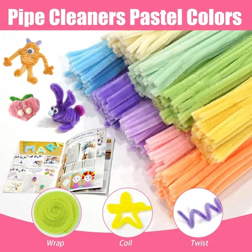 Vista 3 de URSDIART 450 limpiapipas pastel, 9 colores surtidos de tallos de chenilla Macaron