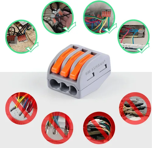 Vista 6 de Delgada 60 tuercas de conector de cable de palanca, conectores compactos de 2/3 conductores, kit de conectores eléctricos de empalme rápido