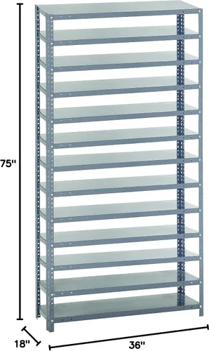 Vista 464 de Quantum QSBU-245BK Heavy Duty Shelving Unit with (7) Shelves and (24) QUS245 Black Bins for Garage Warehouse Storage Distribution 400 lb Load