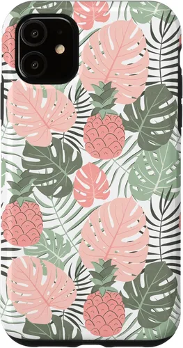 Vista 8 de Tropical Hawaiian Pineapple Pink Sage Colors Pattern Case for iPhone 17