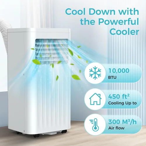 Vista 3 de COWSAR Aire acondicionado portátil de 10,000 BTU, unidad de CA portátil que enfría hasta 450 pies cuadrados con control remoto, 4 modos de aire