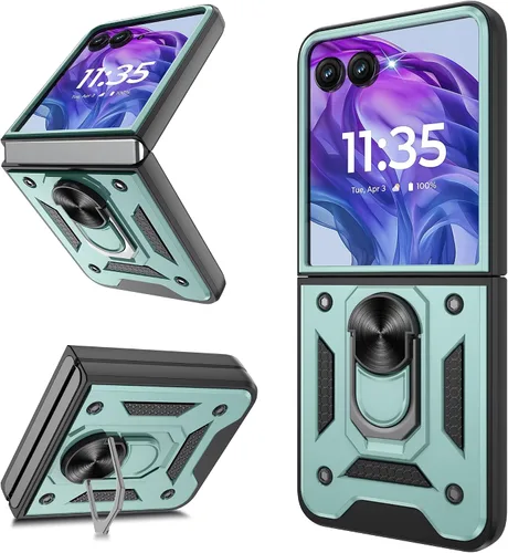 Vista 21 de Funda protectora para Motorola Razr+ Plus 2024/Razr+ Plus 2025, resistente a prueba de golpes con rotación de 360° con soporte de metal