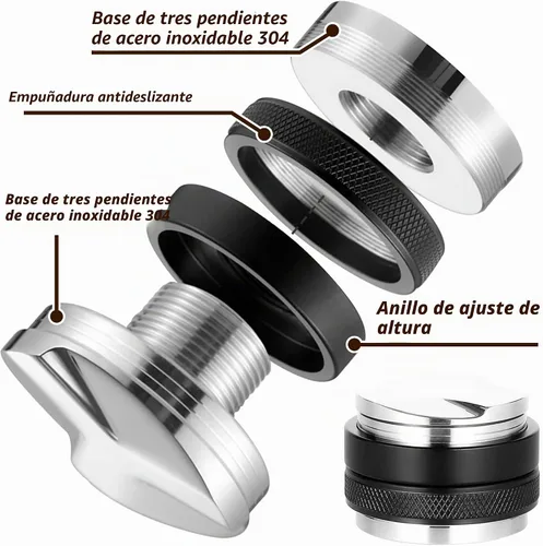 Vista 3 de Practimondo Premium Barista Espresso - Juego de manipulación de 2.087 in de aluminio y acero inoxidable (2.087 in, mango de aluminio)