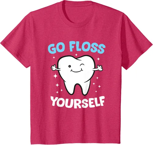 Vista 82 de Camiseta higienista dental, asistente dental, Go Floss Yourself dentista, Negro, S