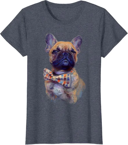 Vista 10 de Camiseta de bulldog francés con estampado realista, artística de bulldog francés, Negro, S