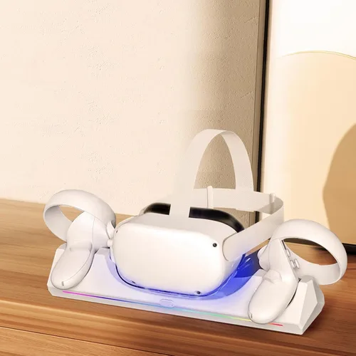 Vista 6 de Eslick Base de carga para Oculus Quest 2Meta Quest 2, estación de carga compatible con indicador LED Meta Quest 2 VR auriculares y controladores