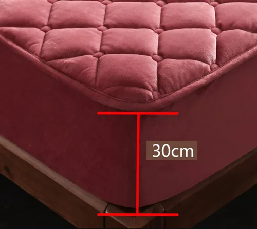 Vista 4 de Sábanas súper suaves, cálidas y gruesas de terciopelo cristalino de color puro para cama individual, matrimonial, Queen, King, sábanas bajeras extra