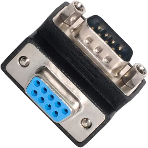 Vista 10 de cablecc 90 grados hacia abajo DB9P macho a hembra D-Sub RS232 9Pin adaptador de extensión