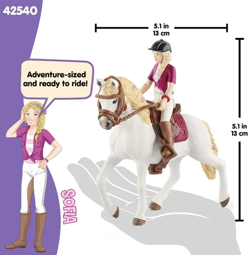 Vista 5 de Schleich Horse Club — Sofia y Blossom: juego de 10 piezas de Horse Club con jinete y yegua andaluza, juguetes de caballos para niñas y niños de 5 a