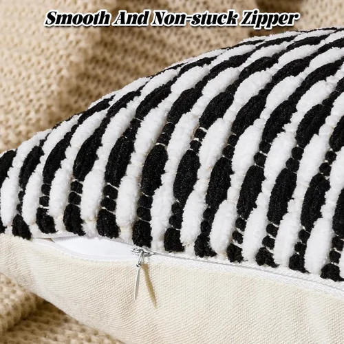 Vista 2 de AmHoo - Funda decorativa de almohada estilo bohemio de chenilla, funda de almohada con borlas tuftadas para sofá, cama, dormitorio, sala de estar