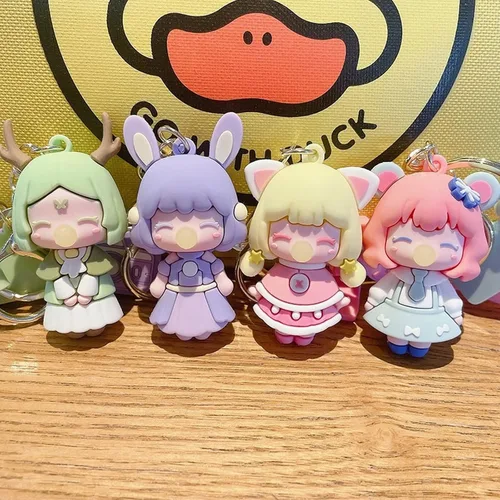Vista 7 de Llavero kawaii con diseño de dibujos animados bolsa con colgante para decoración de mochila llavero de coche para niña y mujer