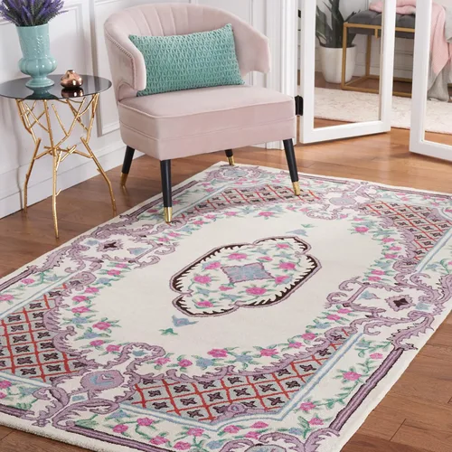 Vista 34 de SAFAVIEH Bellagio Collection - Alfombra decorativa de 2 x 3 pies, azul y rosa, hecha a mano de lana de medallón, ideal para zonas de alto tráfico