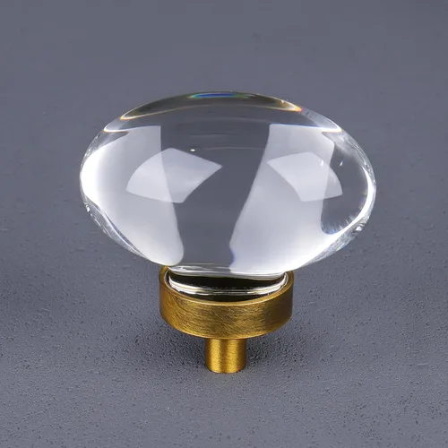 Vista 10 de Paquete de 4 pomos y tiradores de cristal para gabinetes, pomos ovalados de cristal para cajones de tocador, pomos de gabinete de cocina negro mate