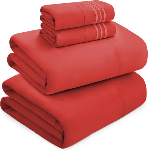 Vista 26 de Mocassi Juego de sábanas de lujo de 4 piezas, calidad prémium de hotel de 1800 hilos, ajuste fácil, sábanas y fundas de almohada resistentes a