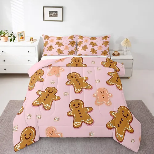 Vista 8 de Erosebridal Juego de edredón de Navidad, tamaño individual, relleno de edredón mágico de invierno con copos de nieve para adultos, niños, mujeres