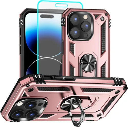 Vista 37 de Funda para iPhone 12/12 Pro, grado militar, anillo a prueba de golpes, verde militar