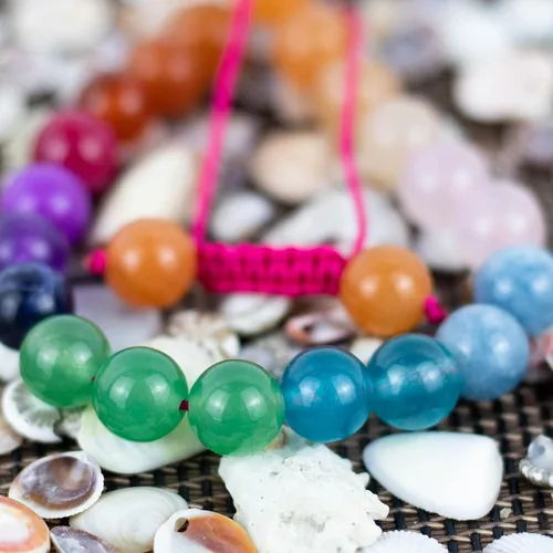 Vista 3 de DAZCOLO Pulsera de gemas hecha a mano con piedras preciosas de macramé ajustable de 0.315 in, cuentas redondas, cristales de cuarzo