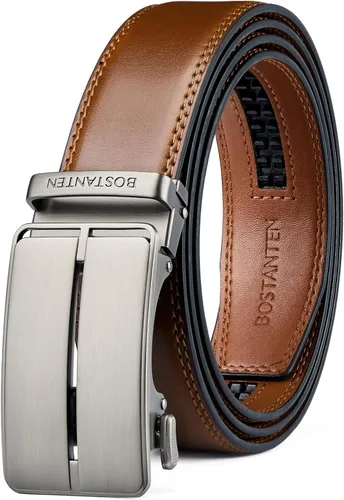 Vista 13 de BOSTANTEN - Cinturón de cuero para hombre con hebilla de rátchet para vestir y casual con hebilla ajustable, corte para adaptarse