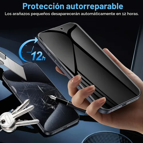 Vista 4 de LYWHL Paquete de 2 protectores de pantalla de privacidad para iPhone 15 / iPhone 15 Pro [como la sensibilidad táctil original], película privada