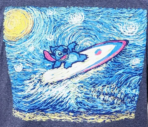 Vista 4 de Disney Lilo y Stitch Starry Night Surfing Camiseta