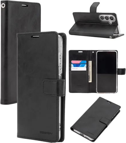 Vista 57 de GOOSPERY Funda Blue Moon para Galaxy S21 de 6.2 pulgadas (2021), soporte de piel sintética premium con soporte para tarjetas (negro)