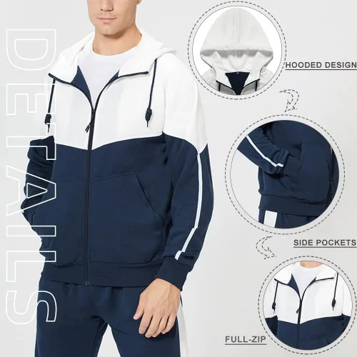 Vista 4 de DUOFIER Conjunto deportivo de 2 piezas para hombre, conjunto deportivo casual