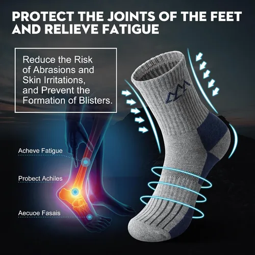 Vista 19 de innotree 3 Pack Men's Merino Wool Hiking Socks, Micro Crew Cushioned Hiking Walking Thermal Moisture Wicking Trekking Socks