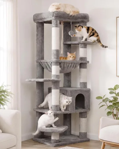 Vista 10 de Heybly Árbol para Gatos para Gatos Grandes de 20 libras de Servicio Pesado, Torre para Gatos XXL de 60 pulgadas para Gatos de Interior, Condominio