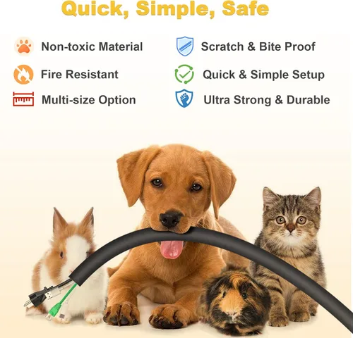 Vista 5 de Protectores de cable contra mascotas que no mastican, protectores de alambre de 1/2 pulgada y 10 pies para mascotas, fundas de cable para mascotas