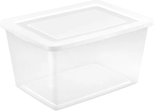 Vista 11 de Sterilite - Paquete de 12 cajas de almacenamiento apilables con tapas a presión; contenedor organizador de plástico resistente para armario, baño
