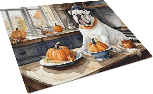 Vista 100 de Caroline's Treasures DAC1720LCB Affenpinscher - Tabla de cortar de vidrio con calabazas para cocina de otoño, grande, decorativa, de vidrio
