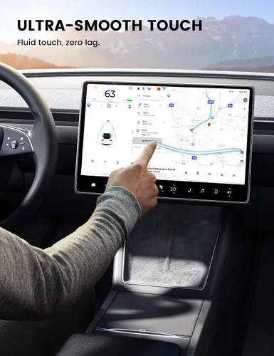 Vista 5 de Lamicall Protector de pantalla para Tesla Model Y (2020-2024) y Model 3 (2017-2023) – [antiarañazos y huellas dactilares] [dureza 9H] Protector
