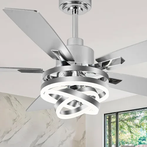 Vista 12 de Ventiladores de techo retráctiles de 42 pulgadas con luces ventilador de araña dorado moderno Gold Fandeier Ceiling Fans with Lights Quite DC