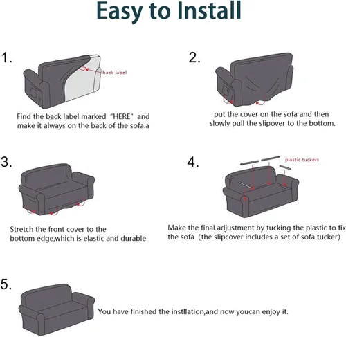 Vista 6 de Funda elástica para sofá, funda elástica de elastano para sofá 1234 asientos, lavable, protector de muebles adecuado para niños, gatos y perros