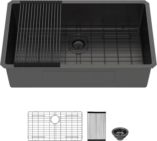 Vista 20 de Lordear - Fregadero de barra bajo montaje de 10" x 18" de acero inoxidable, fregadero de calibre 16, fregadero pequeño de barra húmeda, fregadero