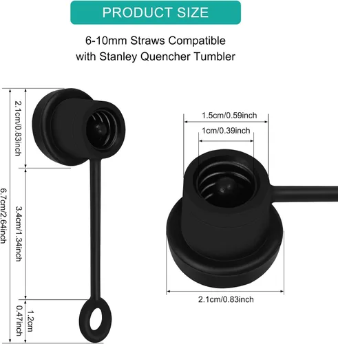 Vista 3 de Paquete de 6 popotes de silicona ajustables, reutilizables de grado alimenticio, compatibles con Stanley/Simple Modern/Yeti/Hydro Flask, ajuste