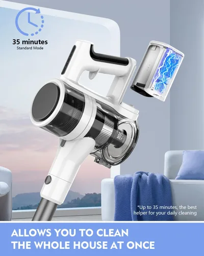 Vista 3 de Comvtu Aspiradoras inalámbricas, potente aspiradora de motor de 80,000 PRM y batería recargable de 2200 mAh de hasta 35 minutos de tiempo