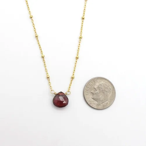Vista 13 de Collar con colgante de piedra natal con piedra preciosa genuina, relleno de oro de 14 quilates, 18 pulgadas