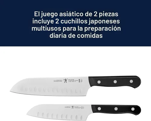 Vista 3 de HENCKELS Solution Razor-Sharp - Juego de cuchillos Santoku de 5 pulgadas, cuchillo Santoku de 7 pulgadas, diseño alemán informado por más de 100