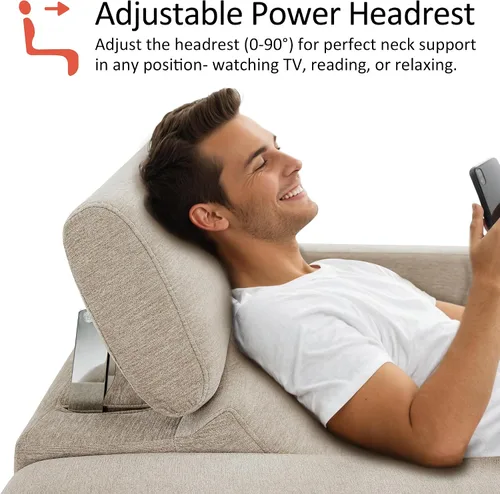 Vista 5 de MCombo Sofá Reclinable de 88.6'', Sofá Reclinable Eléctrico Wall Hugger con Reposacabezas Ajustable, Puertos de Carga USB A y C, Patas de Madera