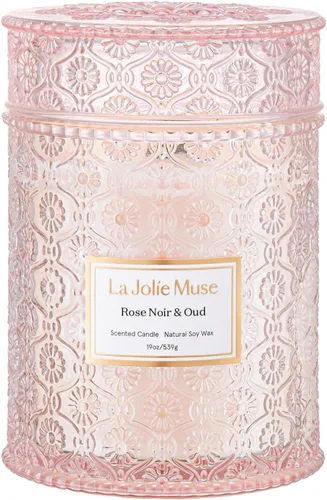 Vista 11 de LA JOLIE MUSE Vela de vainilla y coco – Coco, freesia y vainilla Vela de mecha de madera grande de 19 oz Cera de soja natural 90 horas de Isla