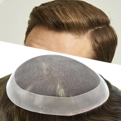 Vista 9 de Toupee - Sistema de cabello para hombre, monofilamento fino duradero, monofilamento europeo de repuesto para hombres, piezas de pelo