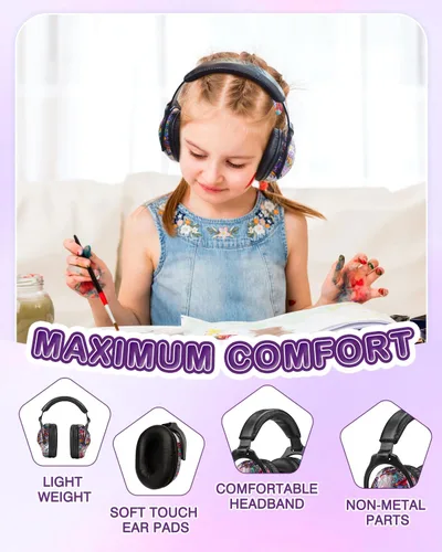 Vista 3 de ZOHAN Orejeras para niños, paquete de 2 unidades, unicornio+Música